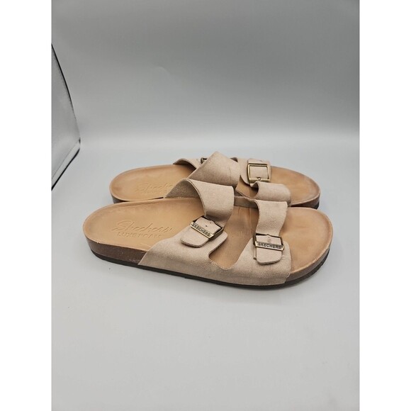 Skechers Women's Luxe Foam Two Strap Taupe Sandal  Size 9 - Picture 1 of 8
